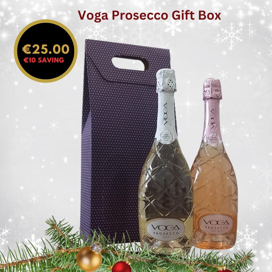 VOGA Deluxe Prosecco Gift Box - 1 Prosecco White, 1 Prosecco Rose - Buongiorno Caffe' & More